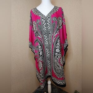 Sante Classics Womens Kaftan Dress Coverup Tunic  Hot Pink One Size Fits Most